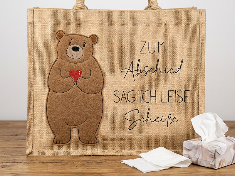Zum Abschied sag ich leise Scheisse - Spruch - redwork Stickdatei